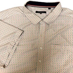 Synrgy Shirt Mens 4XL White‎ Red Blue Anchor Button Up Short Sleeve